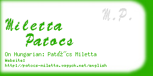 miletta patocs business card